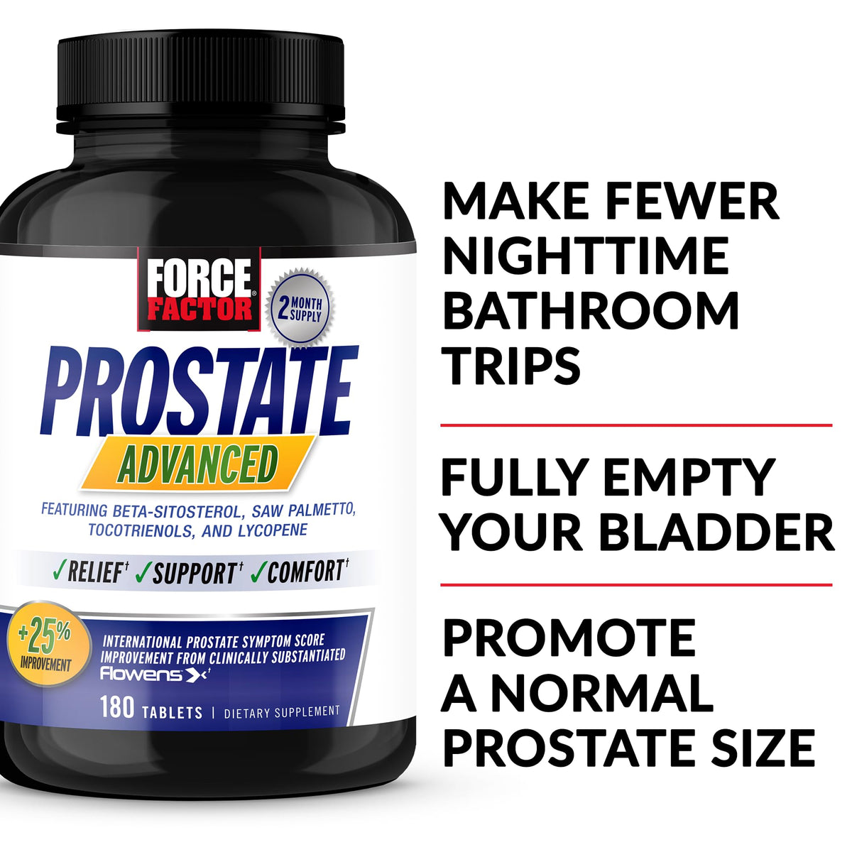 Force Factor Prostate Advanced complément alimentaire vue arrière avec informations nutritionnelles