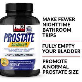 Force Factor Prostate Advanced complément alimentaire vue arrière avec informations nutritionnelles