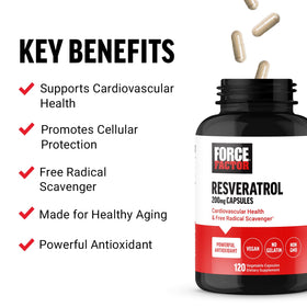 Force Factor Resvératrol complément alimentaire 91g arrière