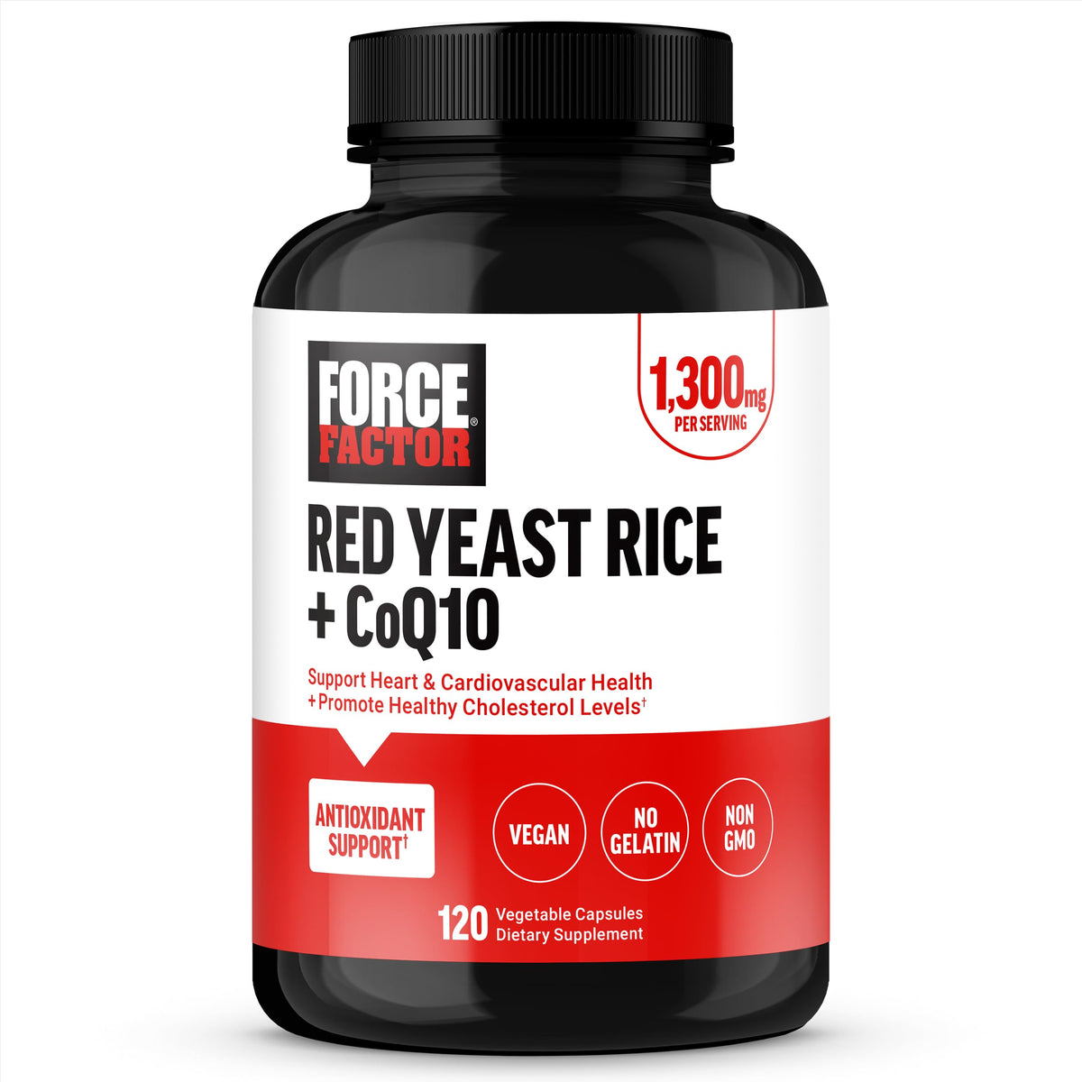 Force Factor Riz de Levure Rouge + CoQ10 141g vue de face