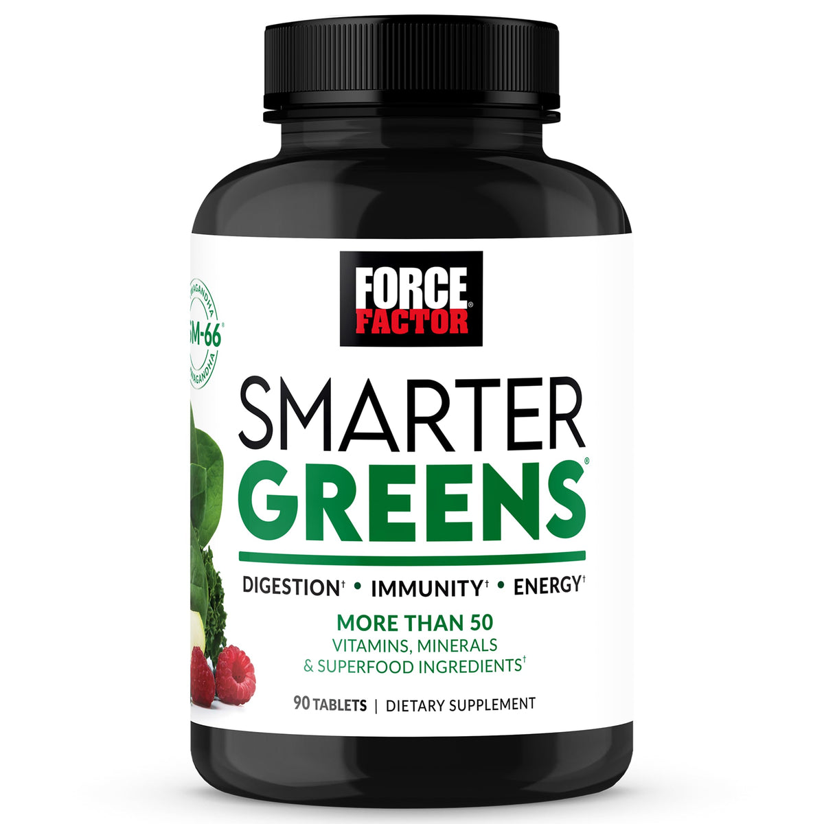 Force Factor Smarter Greens comprimés vue de face avec emballage