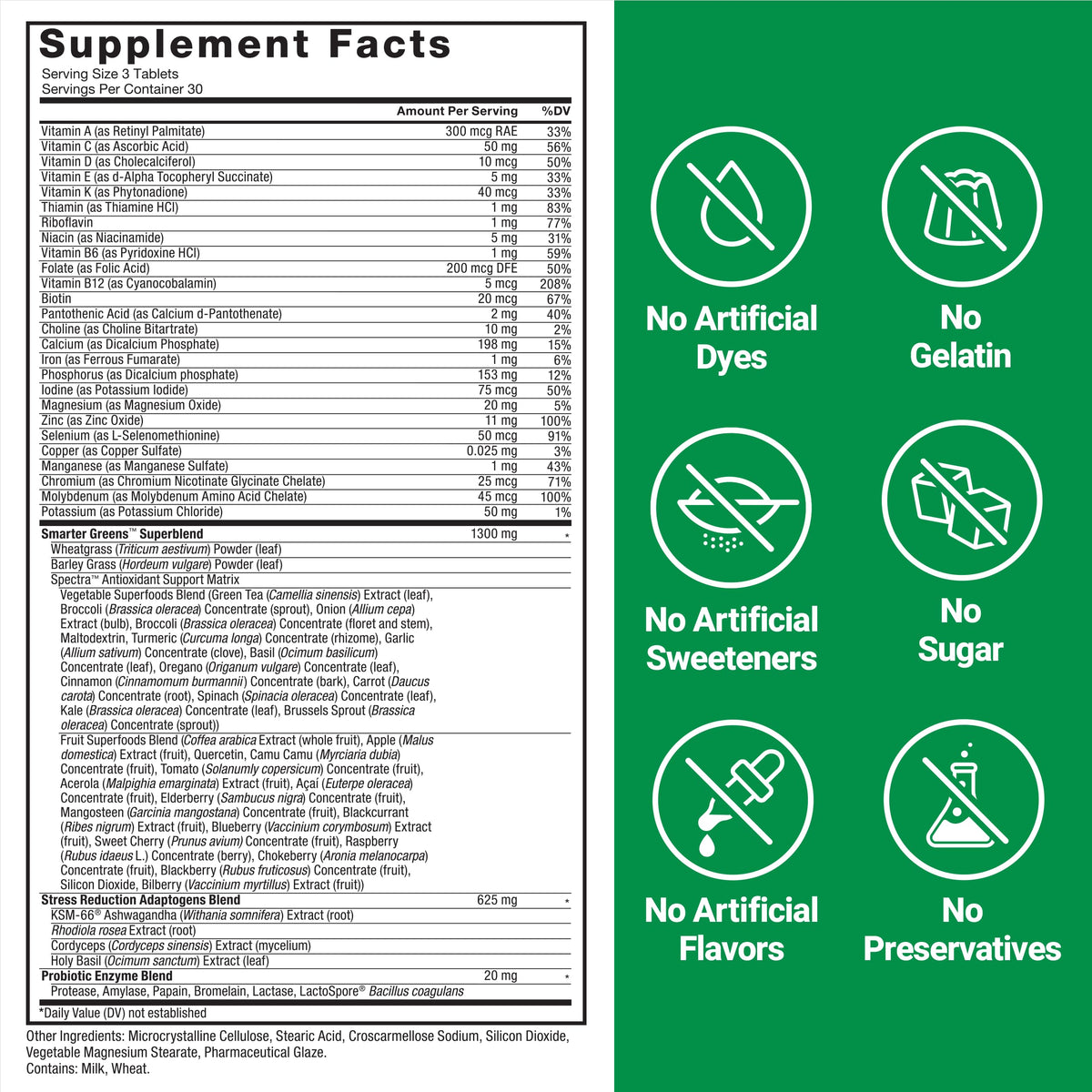 Force Factor Smarter Greens ingrédients principaux