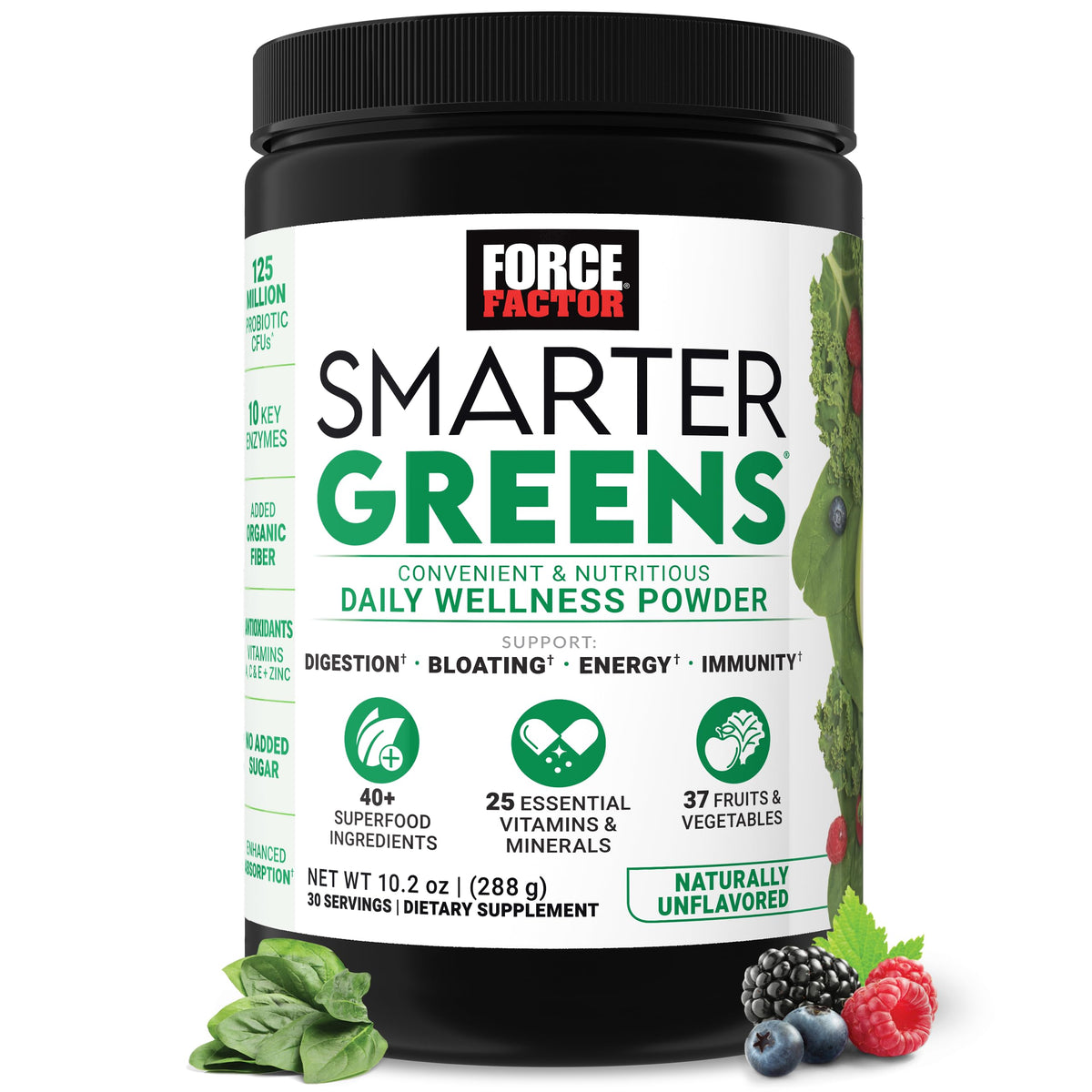 Force Factor Smarter Greens Poudre de Bien-être 358g vue de face