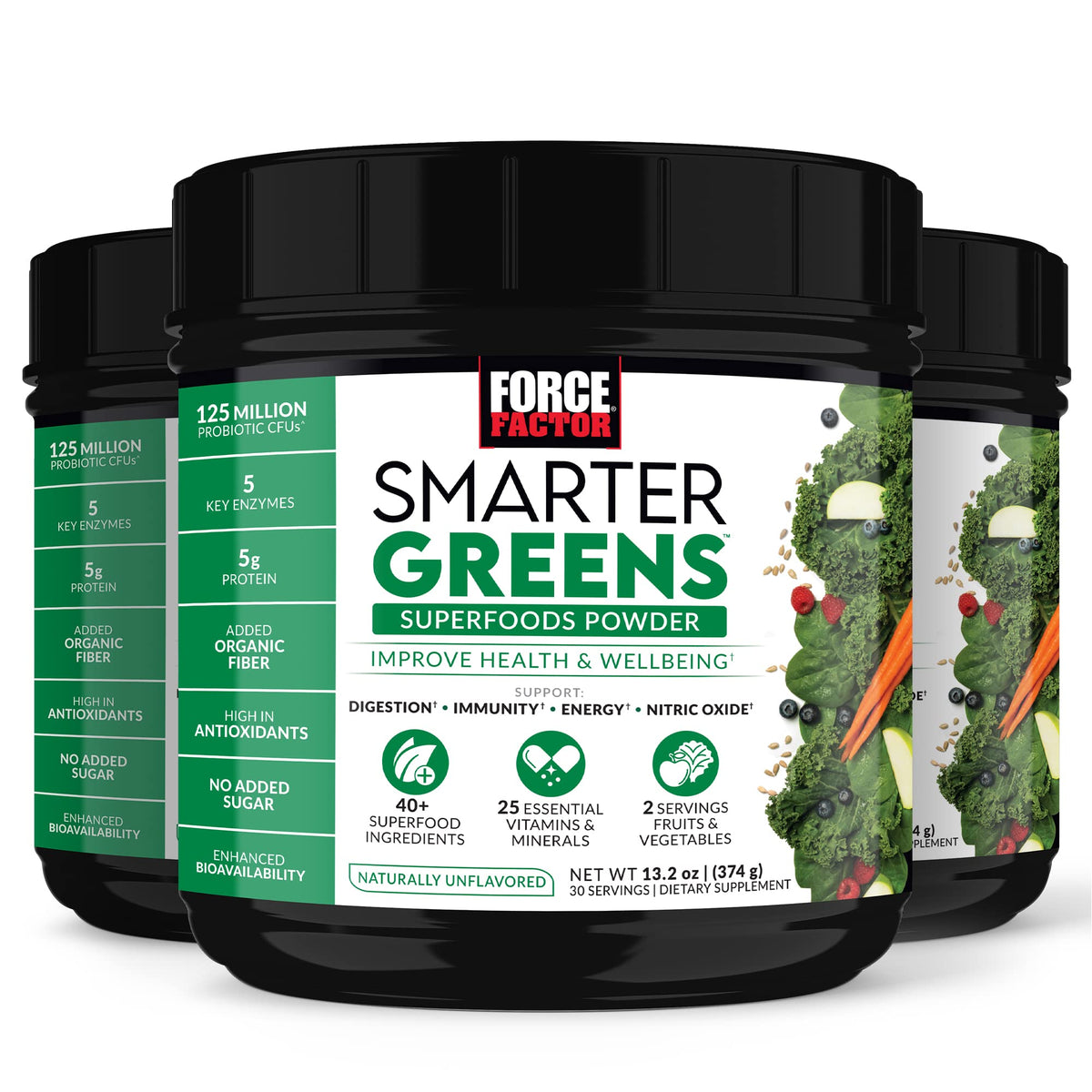 Force Factor Smarter Greens Poudre Superfoods 3-Pack vue avant