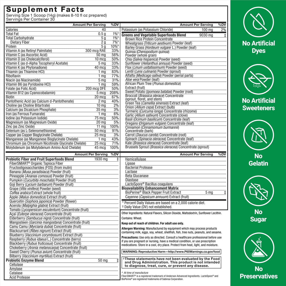Force Factor Smarter Greens Poudre Superfoods 458g en cuisine