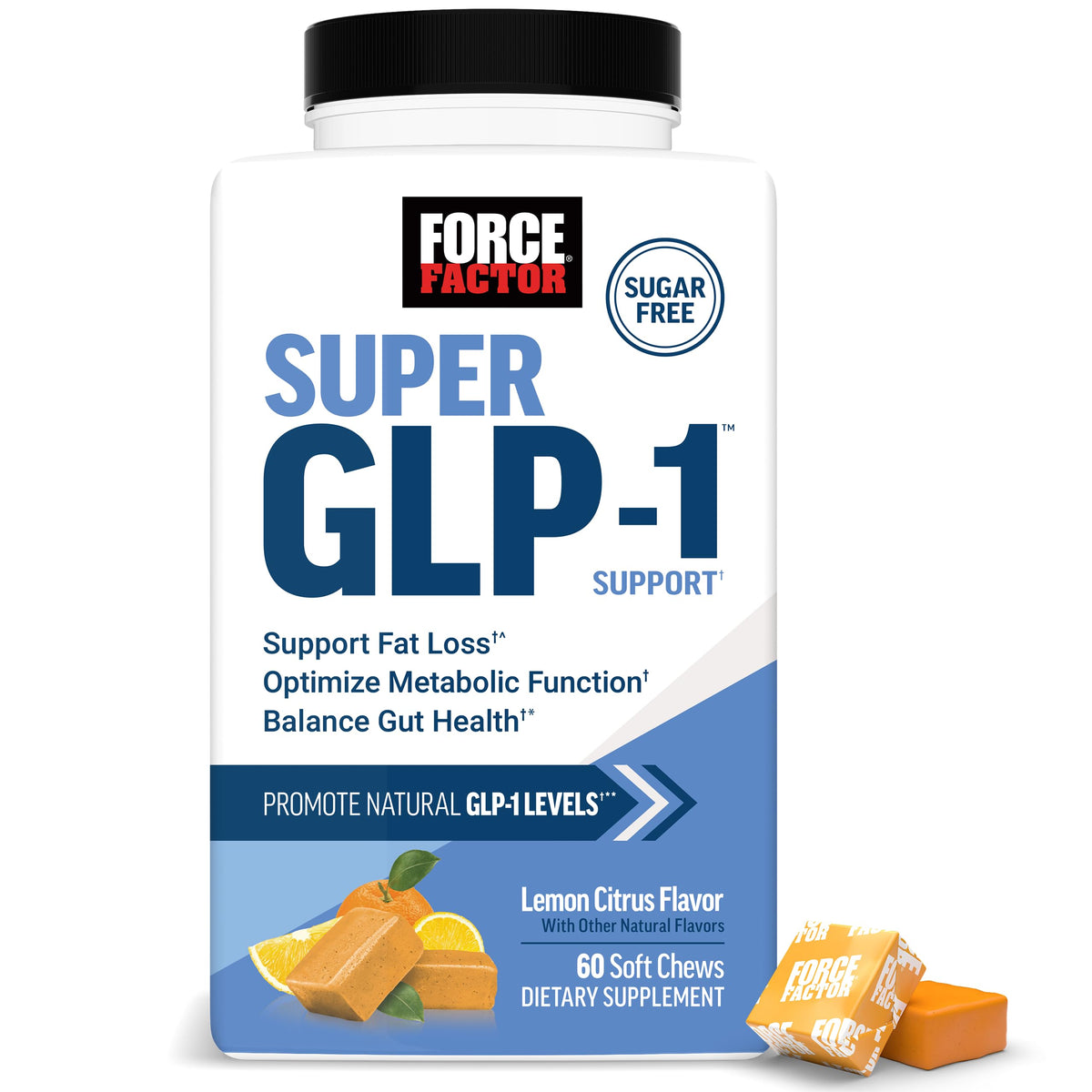 Force Factor Super GLP-1 Support Soft Chews 395g avec emballage individuel