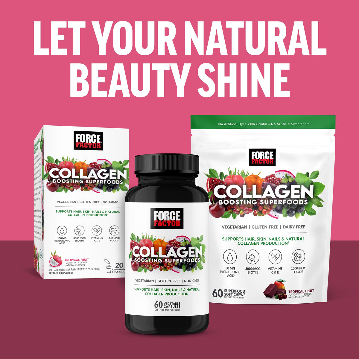 Force Factor Superfoods Collagène et accessoires de beauté