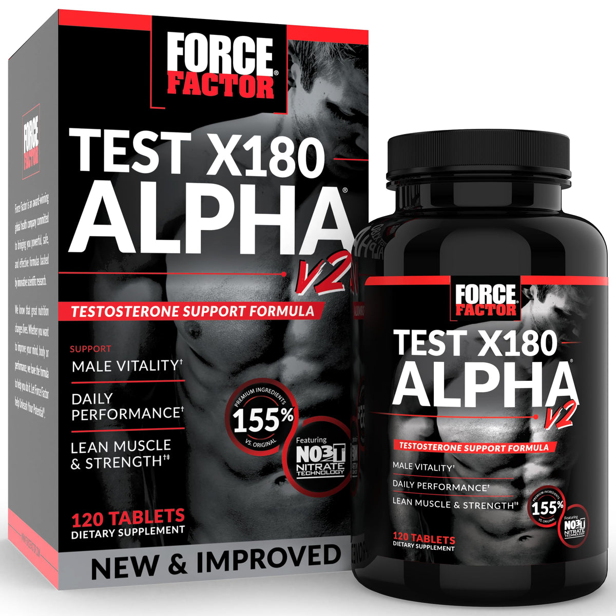 Force Factor Test X180 Alpha v2 complément alimentaire 340g vue avant