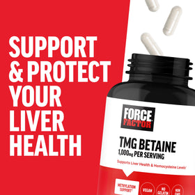 Force Factor TMG Betaine 170g en arrière-plan d'une cuisine