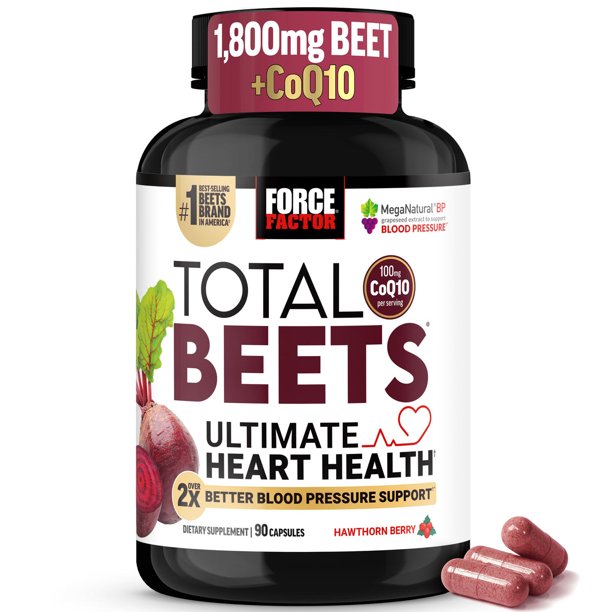 Force Factor Total Beets Capsules 1800mg vue avant