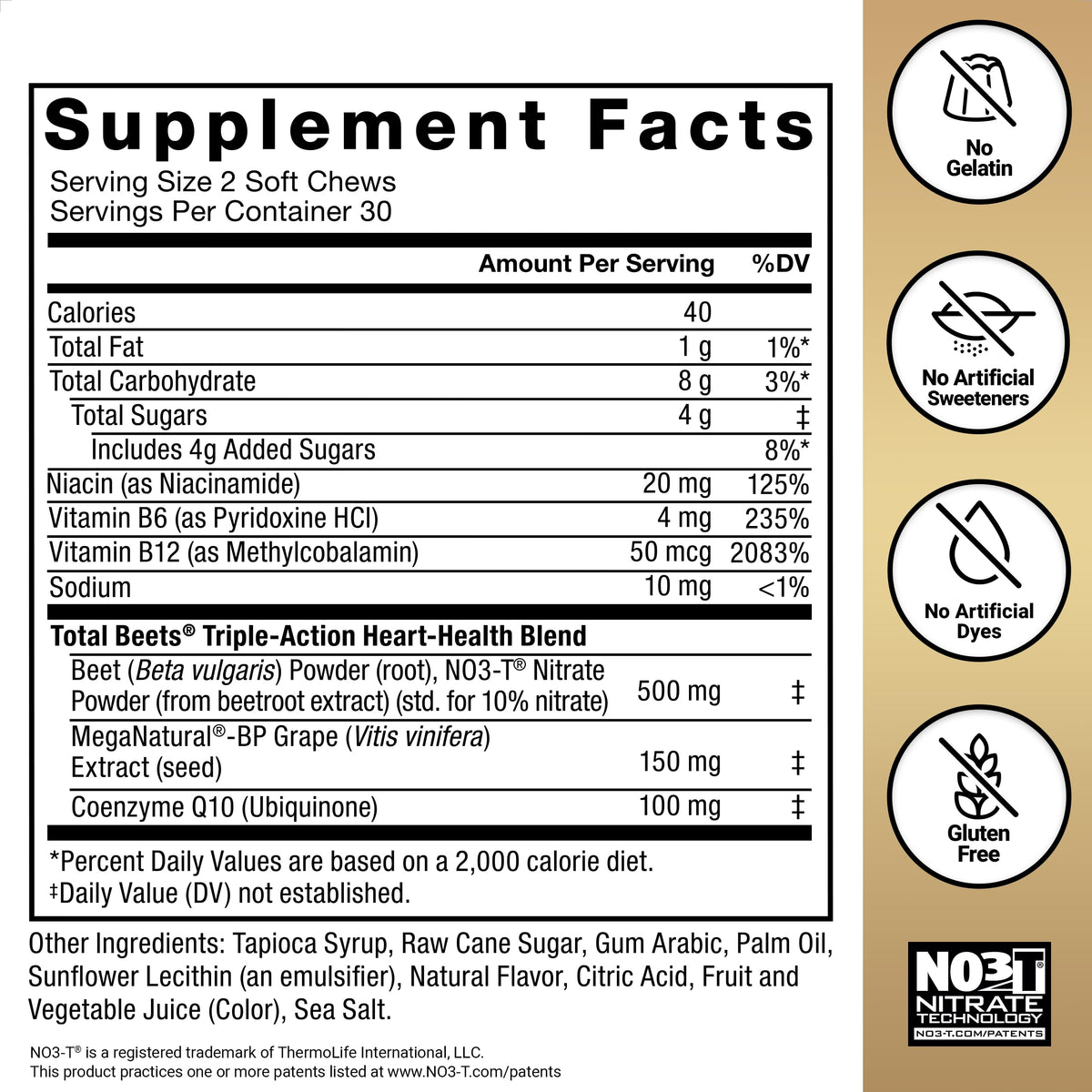 Force Factor Total Beets étiquette de nutrition
