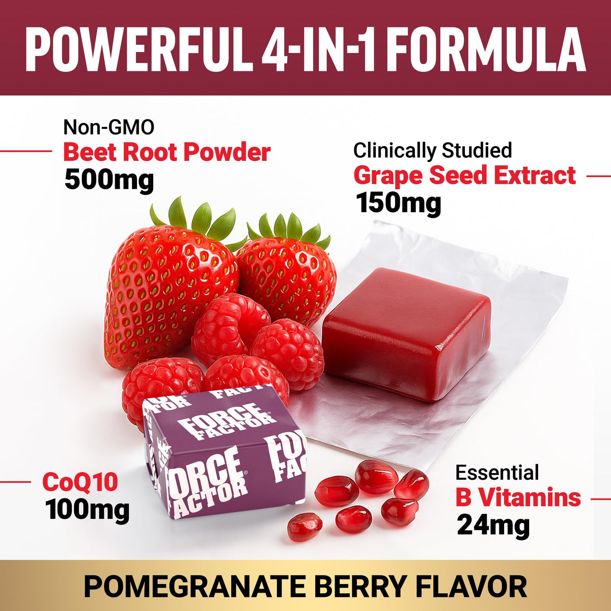Force Factor Total Beets ingrédients principaux sur emballage