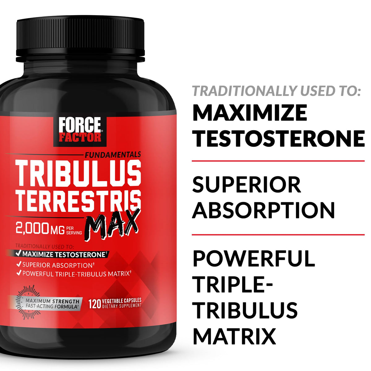 Force Factor Tribulus Terrestris Max 2000mg dos