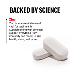Force Factor Zinc 50mg arrière de la boîte avec informations nutritionnelles