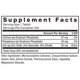 Force Factor Zinc 50mg étiquette avec ingrédients