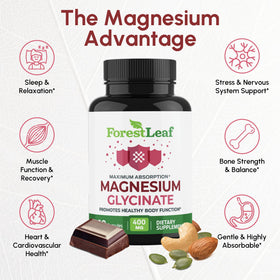 ForestLeaf Magnésium Glycinate 400mg avec un fond naturel