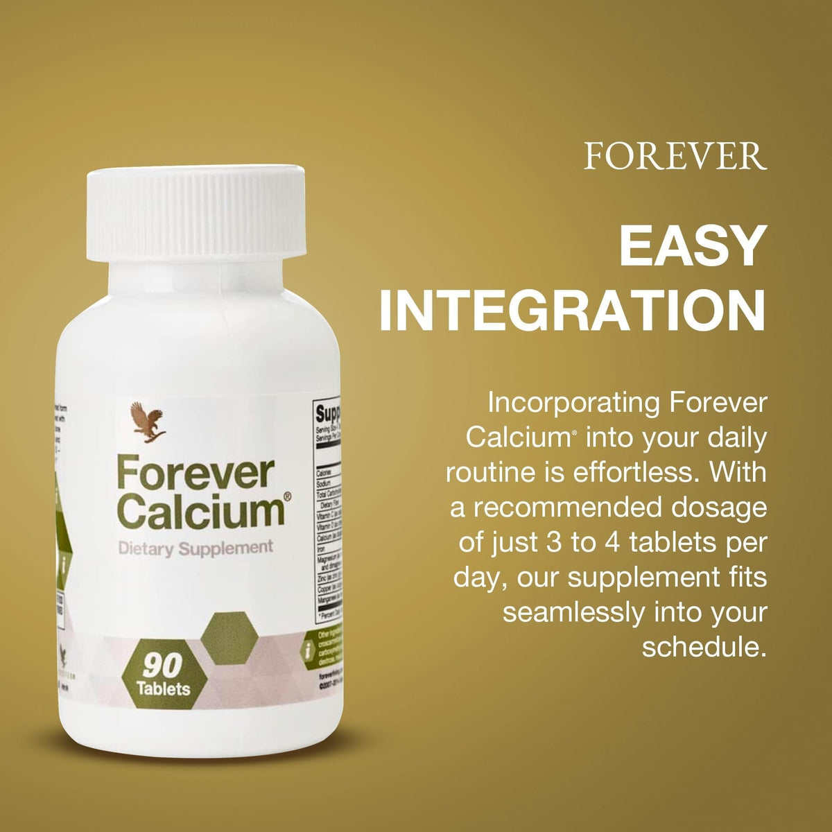 Forever Living Calcium avec des éléments naturels en arrière-plan