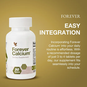Forever Living Calcium avec des éléments naturels en arrière-plan