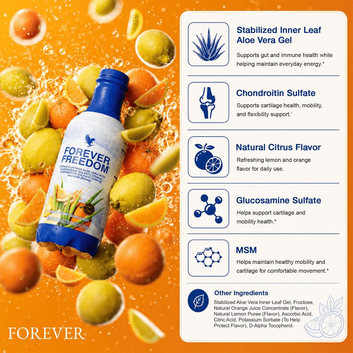 Forever Living Freedom 1 L bouteille avec bouchon ouvert