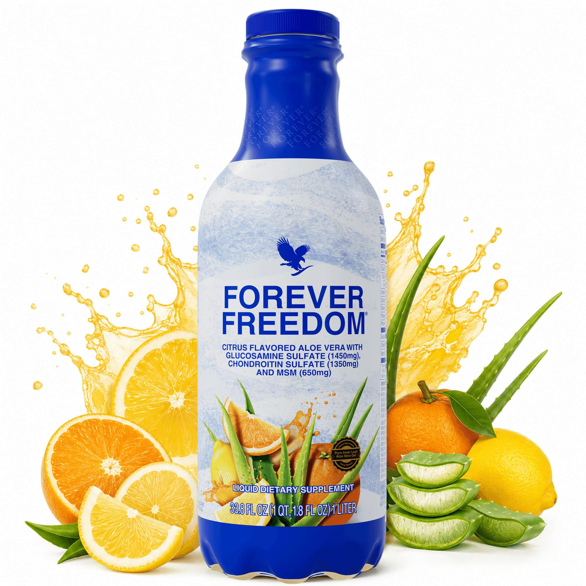 Forever Living Freedom 1 L bouteille vue de face avec étiquette orange