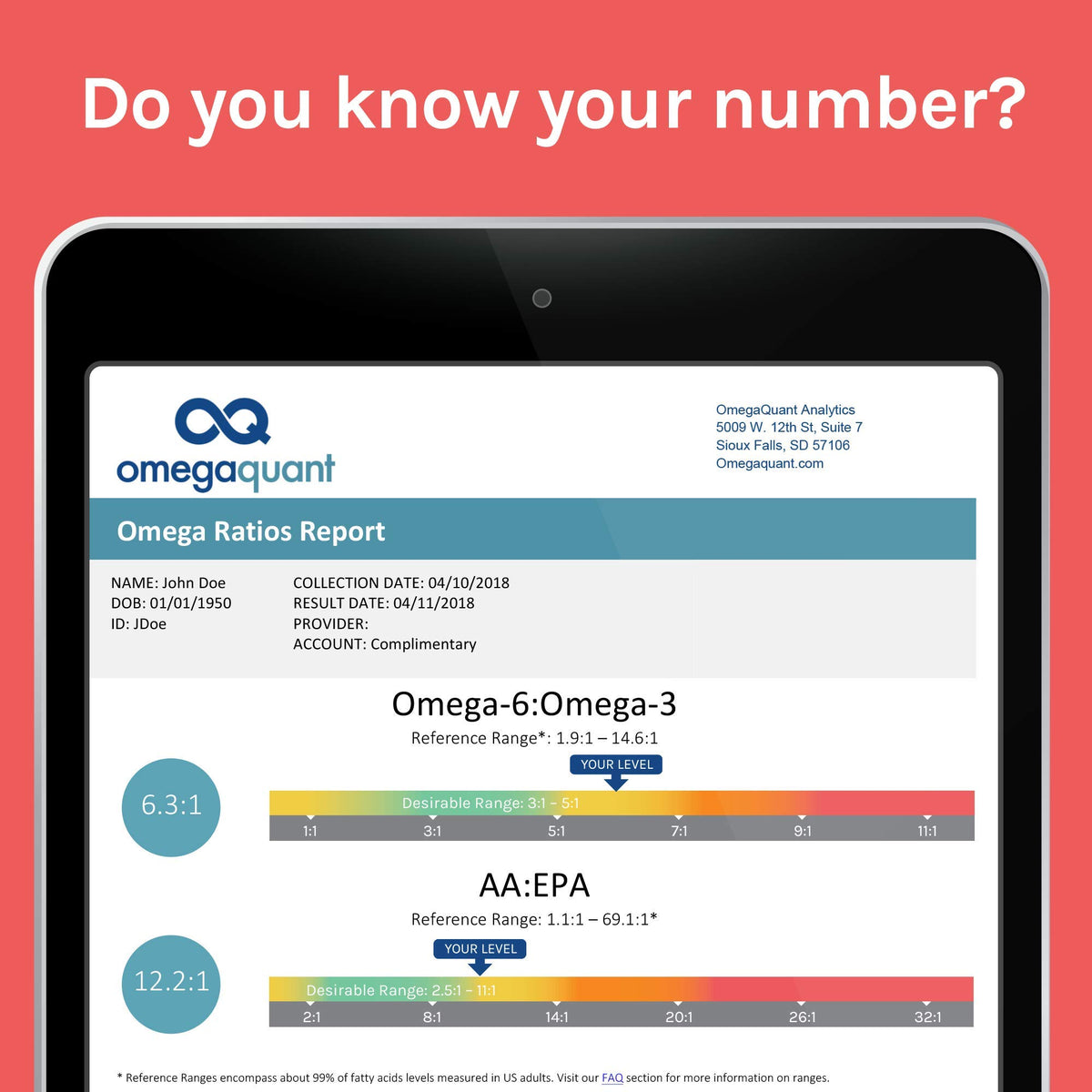 Formulaire de demande de test OmegaQuant Omega-3 Index Plus