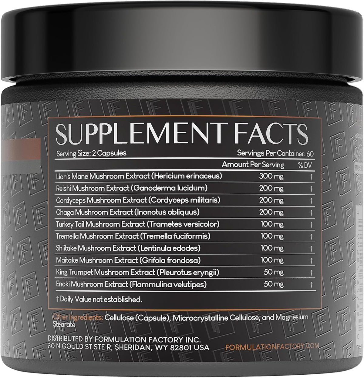 Formulation Factory Shroom Vroom nutrition facts