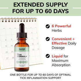 Formule Anti-Tiques LIMELIGHT HERBALS en usage avec un verre d'eau