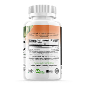 FORTE NATURALS Zinc 50mg comprimés 100 unités vue de dos