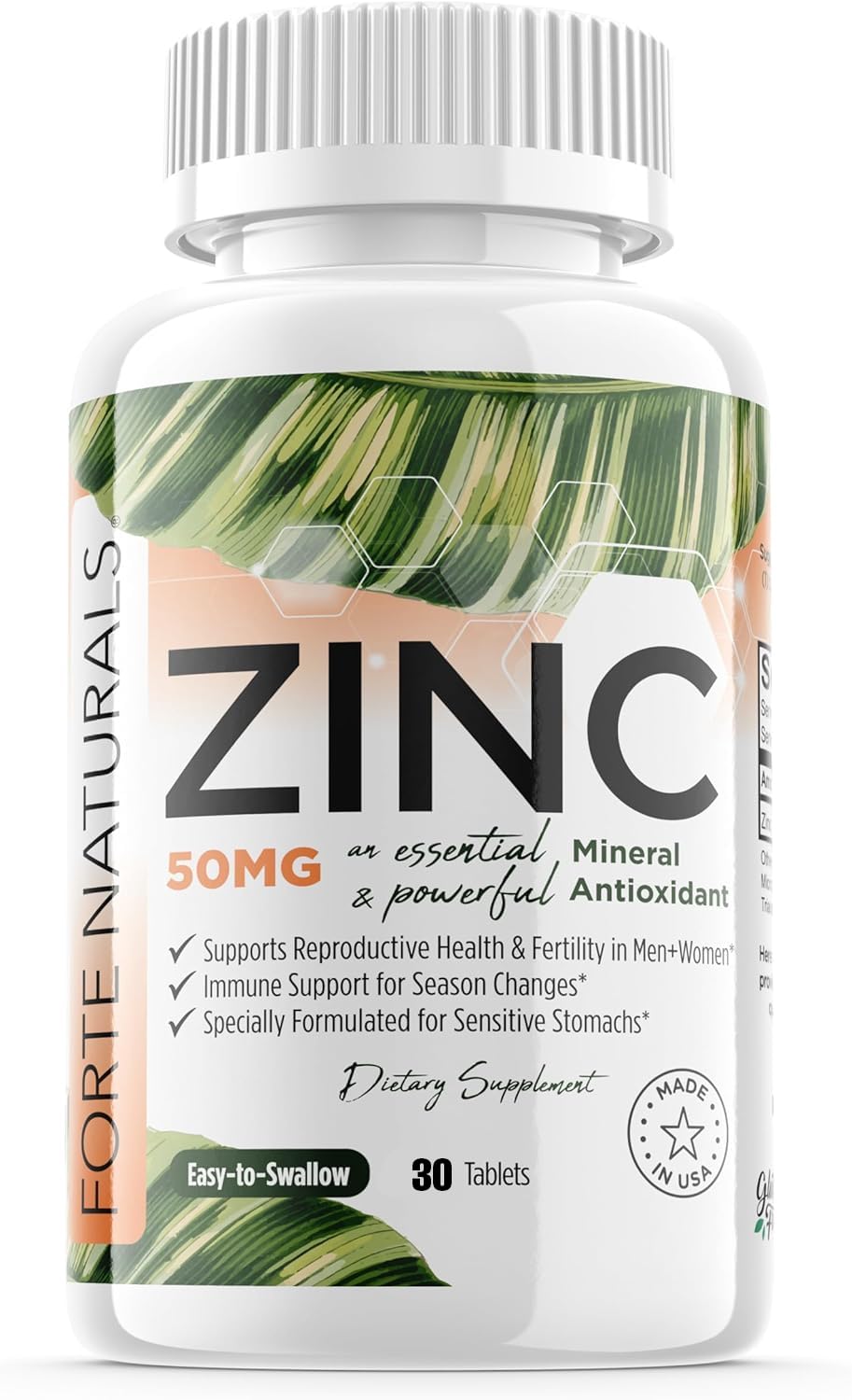 FORTE NATURALS Zinc 50mg comprimés 30 tablettes vue de face