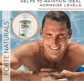 FORTE NATURALS Zinc 50mg comprimés avec des ingrédients naturels en arrière-plan