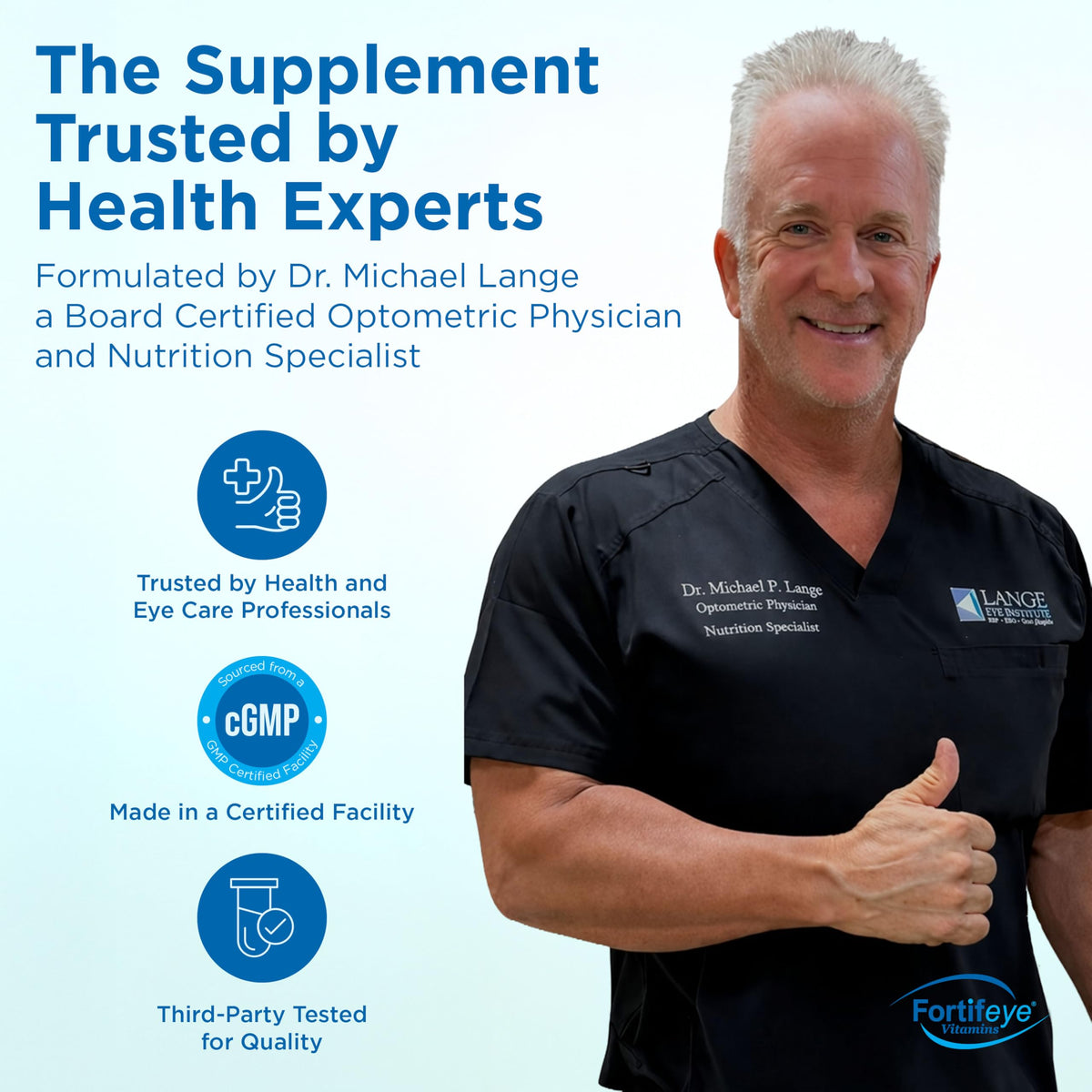 Fortifeye Focus capsules avec ingrédients listés
