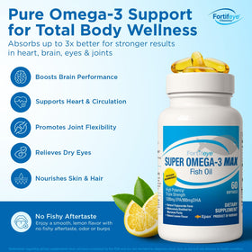Fortifeye Super Omega-3 Max Huile de Poisson 2400mg 60 gélules emballage