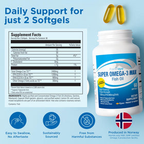 Fortifeye Super Omega-3 Max Huile de Poisson 2400mg avec citron