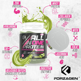 Forzagen All in One Protein pour Femmes 1089g Matcha Latte, ingrédients sur l'emballage