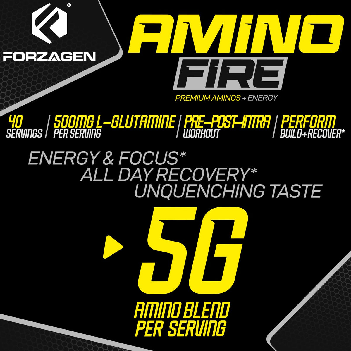 Forzagen Amino Fire poudre d'énergie essentielle goût pêche-mangue