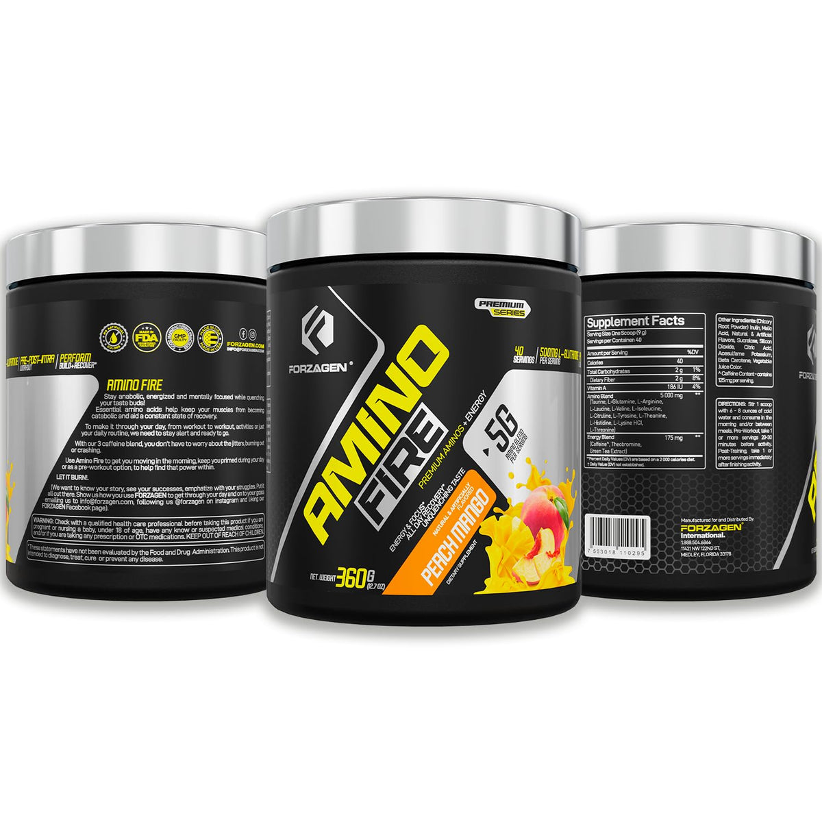 Forzagen Amino Fire poudre d'énergie essentielle sachet arrière