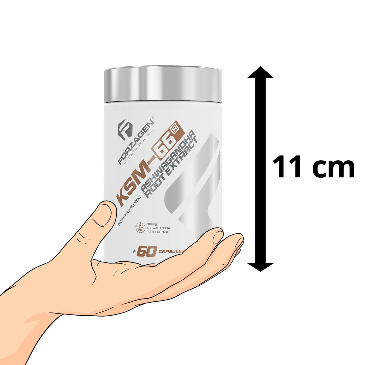 Forzagen KSM-66 Ashwagandha capsule with measuring spoon