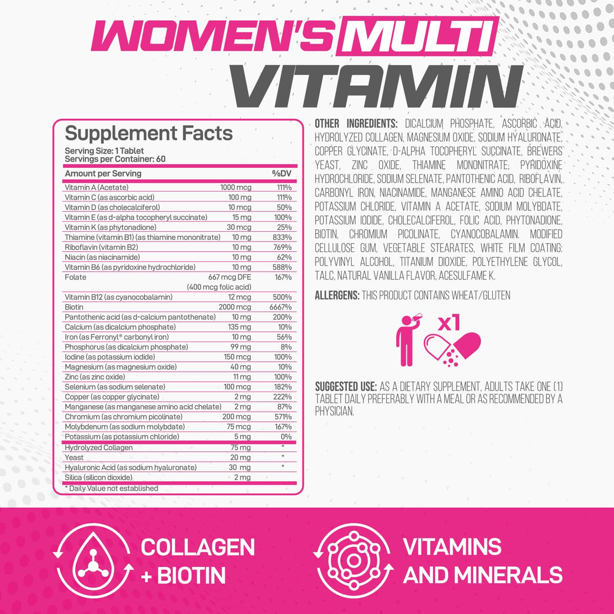 Forzagen Multivitamines Femmes 60 comprimés, vue de côté