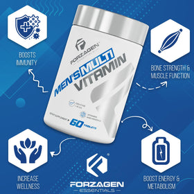 Forzagen Multivitamines pour Hommes sur une table avec d'autres compléments