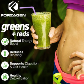 Forzagen Poudre de Super-aliments Végétale Verte et Rouge 349g dans un smoothie