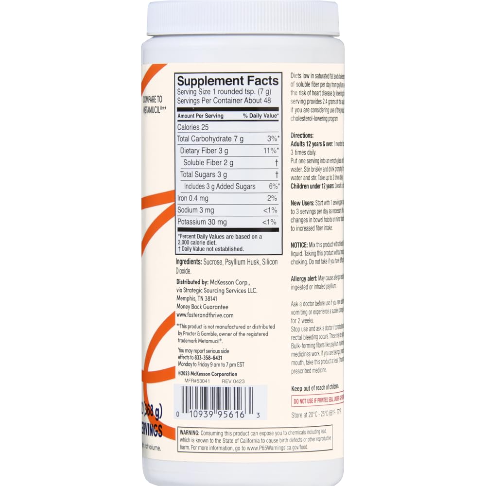 Foster & Thrive Poudre de Psyllium 408g vue arrière