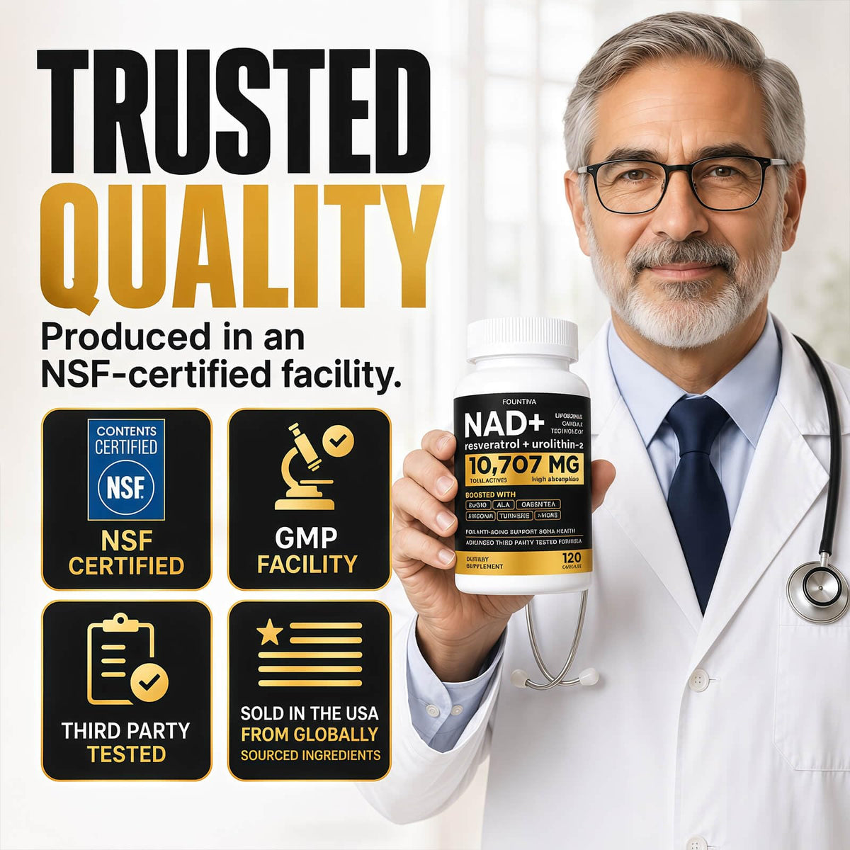 FOUNTIVA Liposomal NAD+ 10 707 mg vue arrière de l'emballage