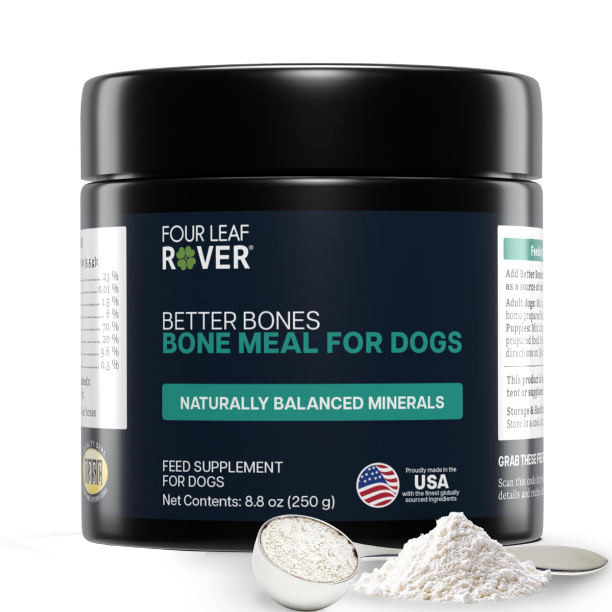 FOUR LEAF ROVER Better Bones supplément calcique pour chiens 290g vue avant