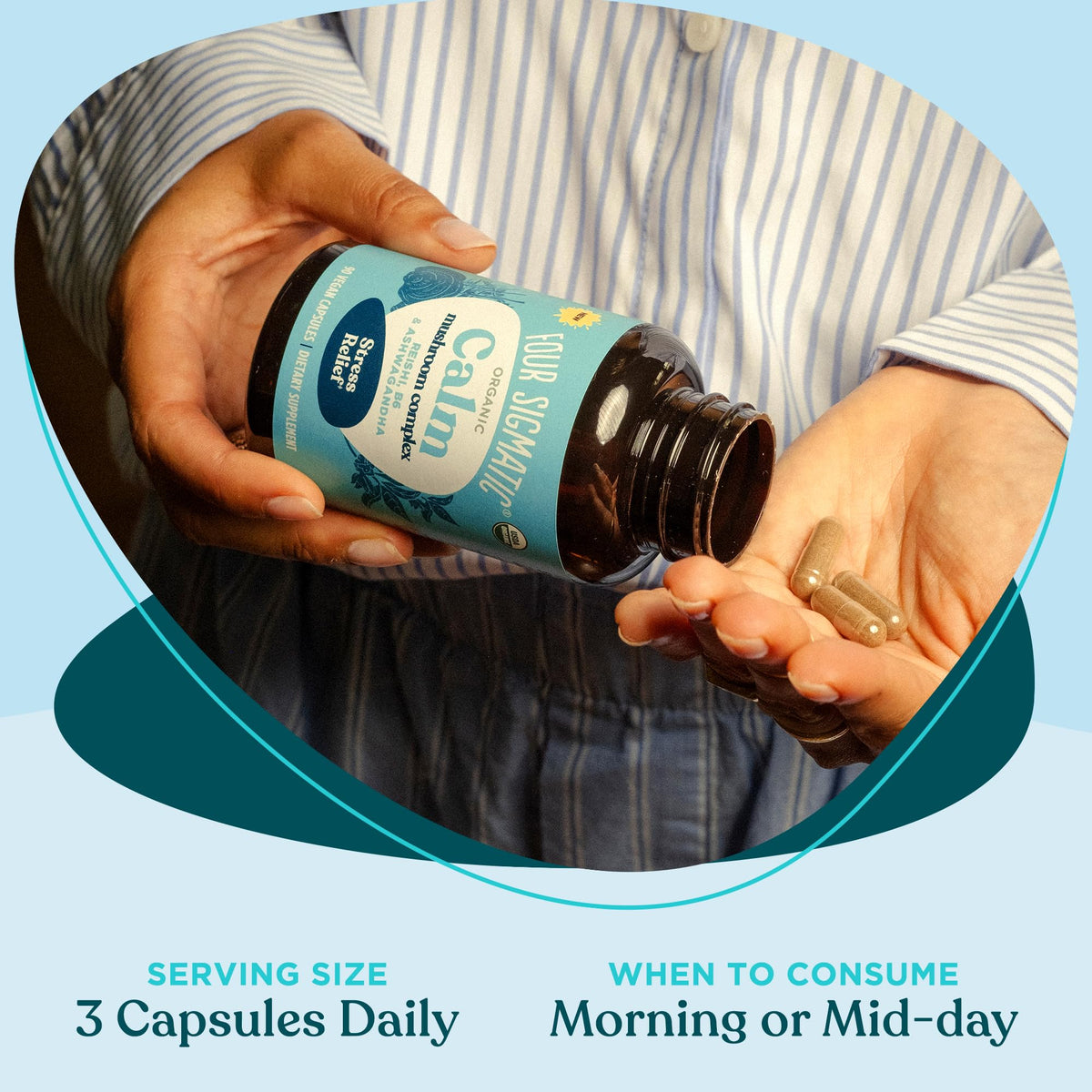 Four Sigmatic Calm Capsules vue de côté montrant les ingrédients