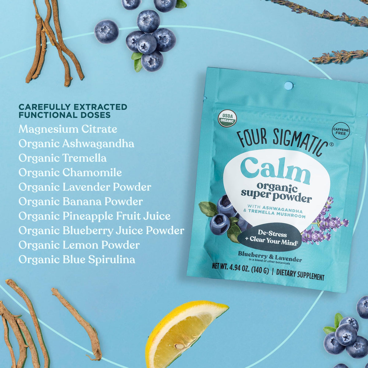 Four Sigmatic Calm Super Powder 150g en utilisation avec un smoothie