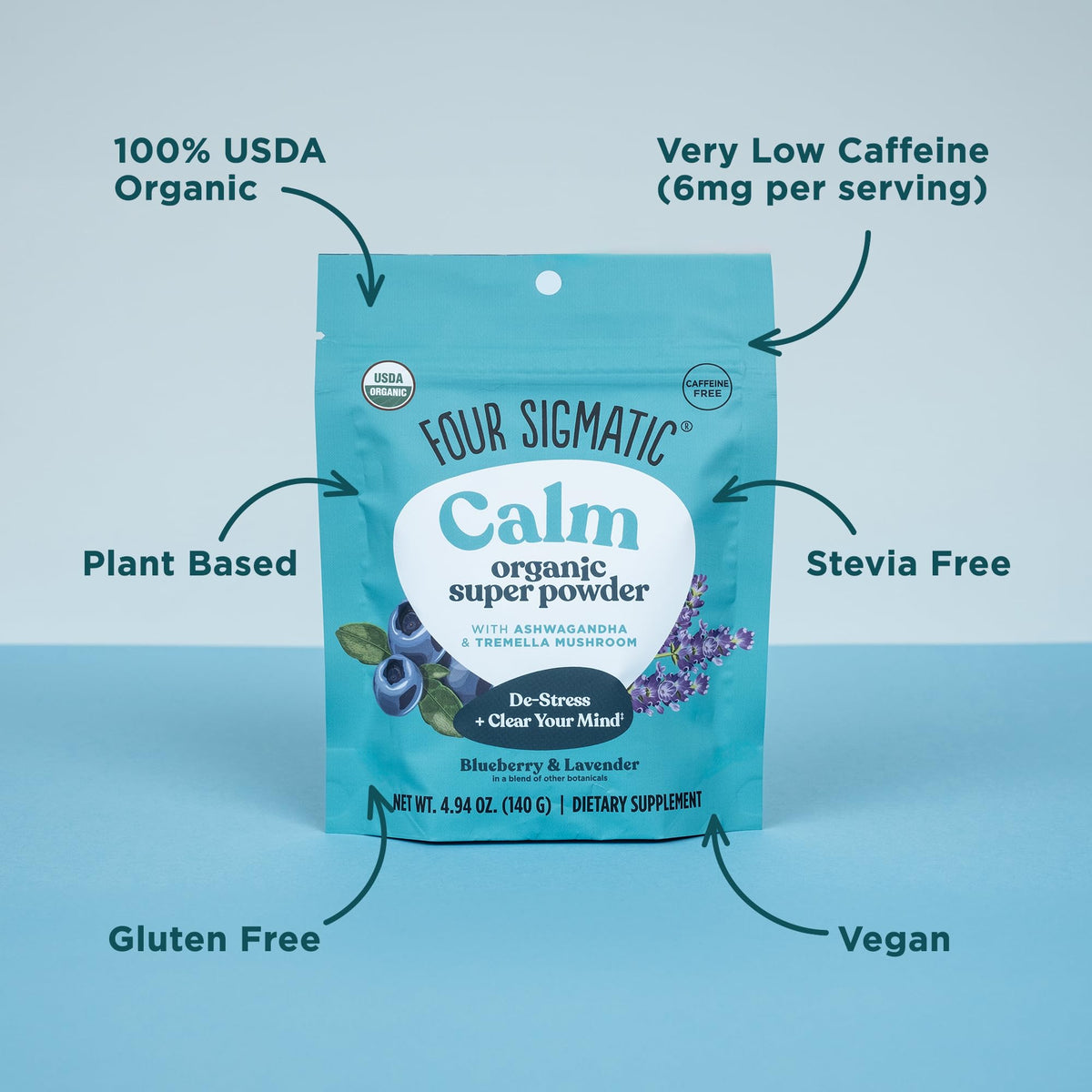 Four Sigmatic Calm Super Powder 150g mélange dans un verre