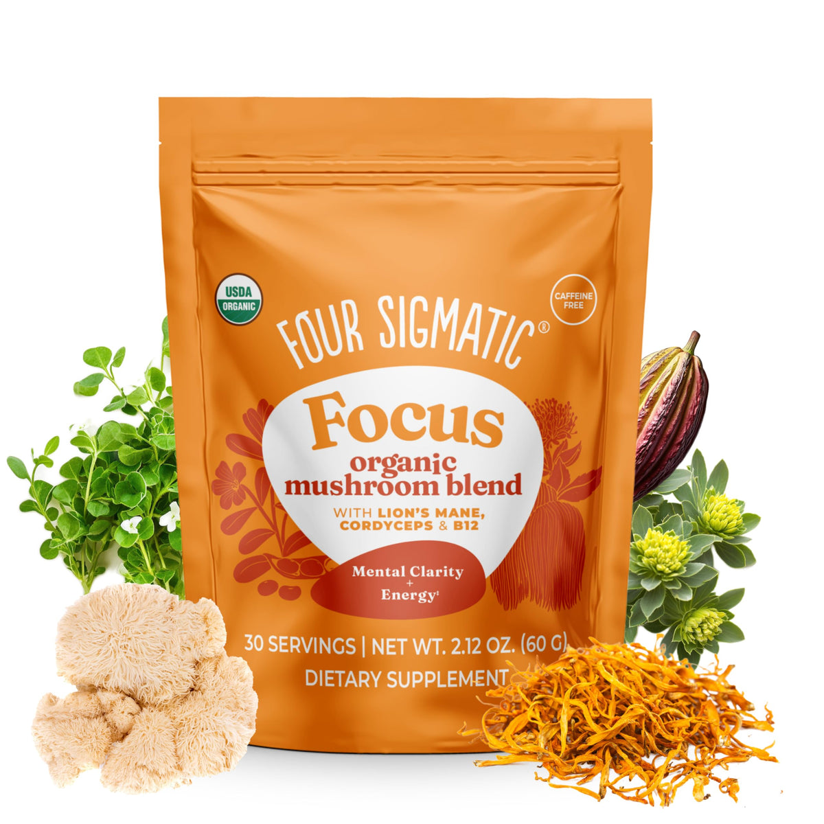 Four Sigmatic Mélange de Concentration Poudre de Champignon Lion's Mane 30 Portions vue de face
