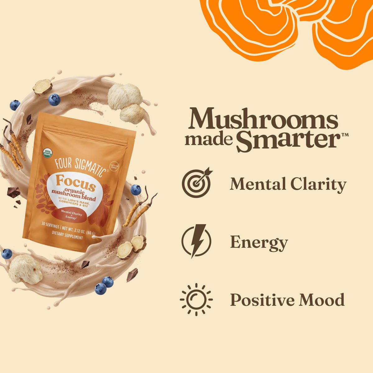 Four Sigmatic Mélange de Concentration Poudre de Champignon Lion's Mane 30 Portions emballage