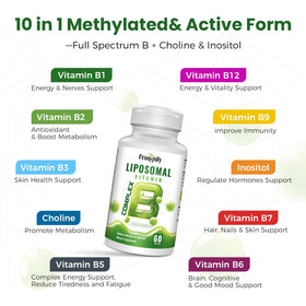 Franguly Complexe B Liposomal 60 capsules avec des légumes frais