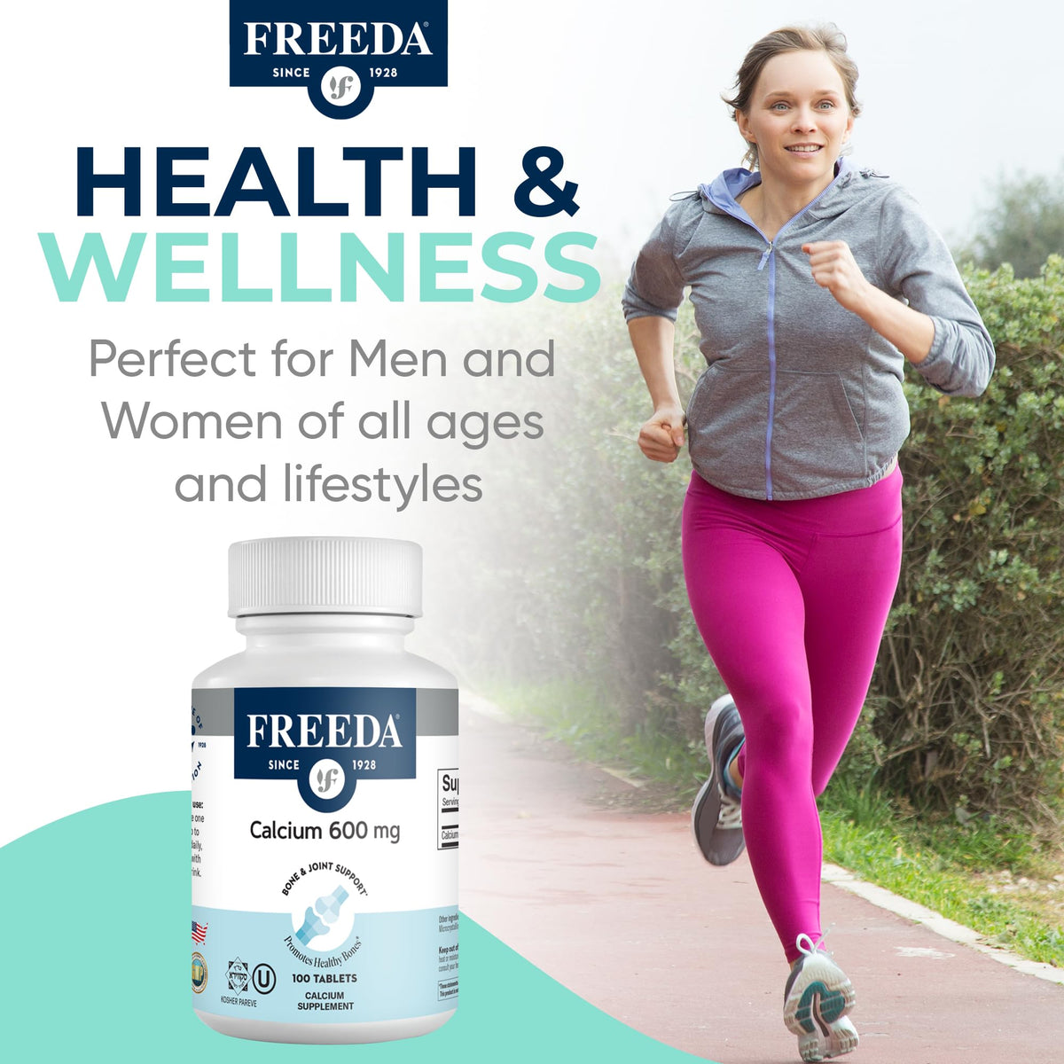 FREEDA Calcium 600mg comprimés, présentation sur une table